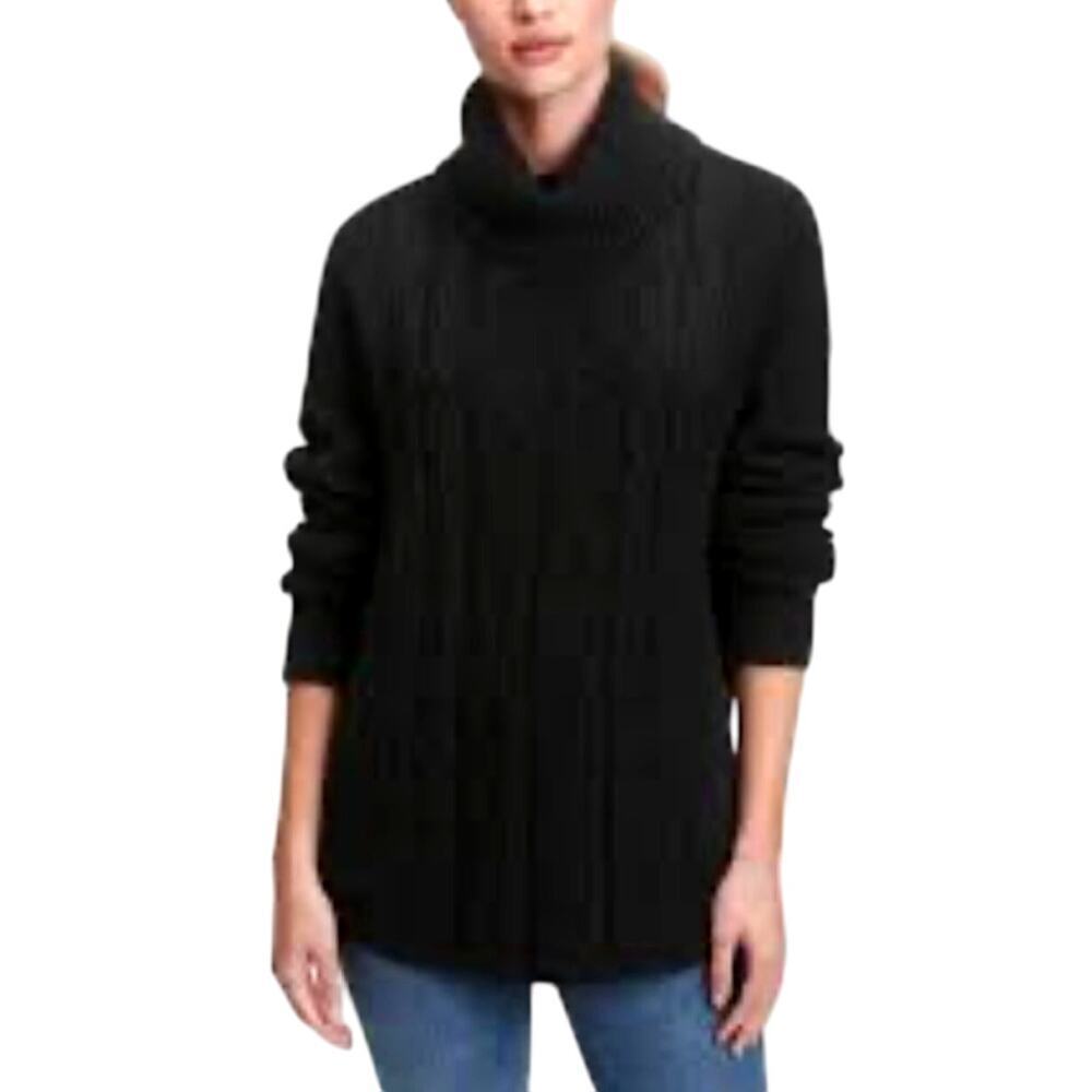 Gap Traditional Black Cable-Knit Turtleneck Winter Sweater Sz M | EUC